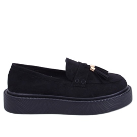 Mocassins plateforme Trinity noirs à franges