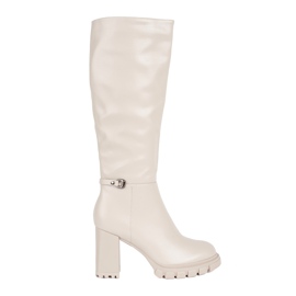 Bottes à talons hauts beiges classiques