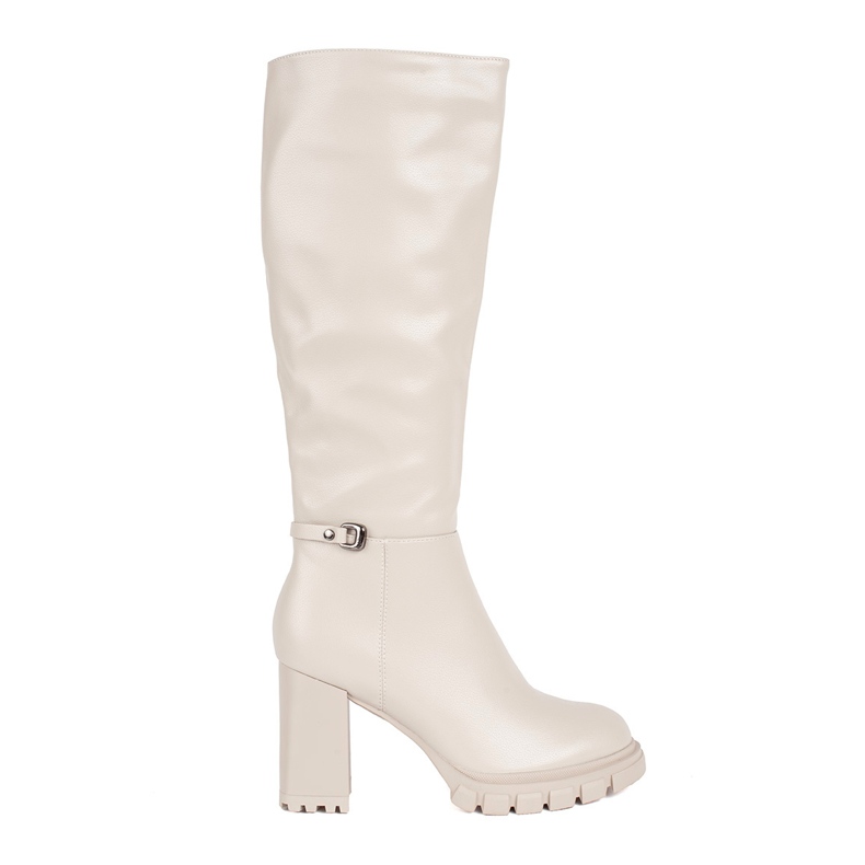 Bottes à talons hauts beiges classiques