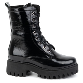 Olivier Bottines cuir femme isolées 401BB laquées noir