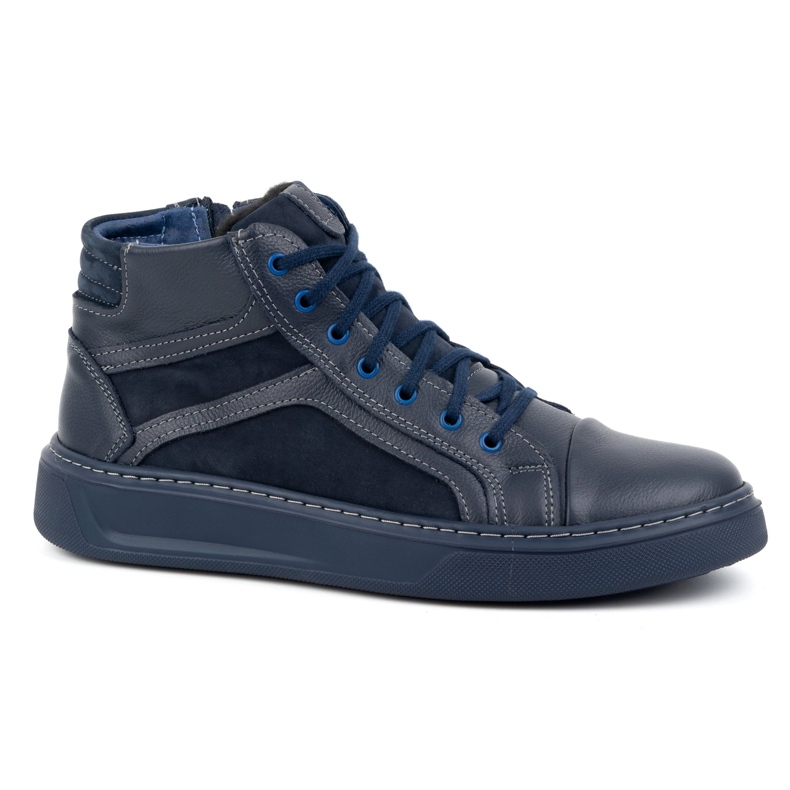 Olivier Chaussures en cuir pour hommes, baskets d'hiver 886K, bleu marine