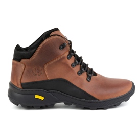 KOMODO Bottines d'hiver en cuir pour hommes 903K brique brun