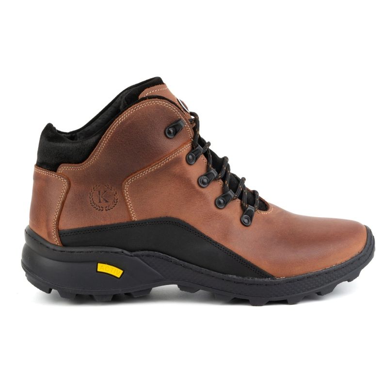 KOMODO Bottines d'hiver en cuir pour hommes 903K brique brun