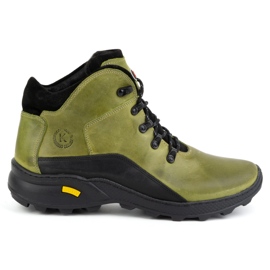 KOMODO Bottes d'hiver en cuir pour hommes 903K vert