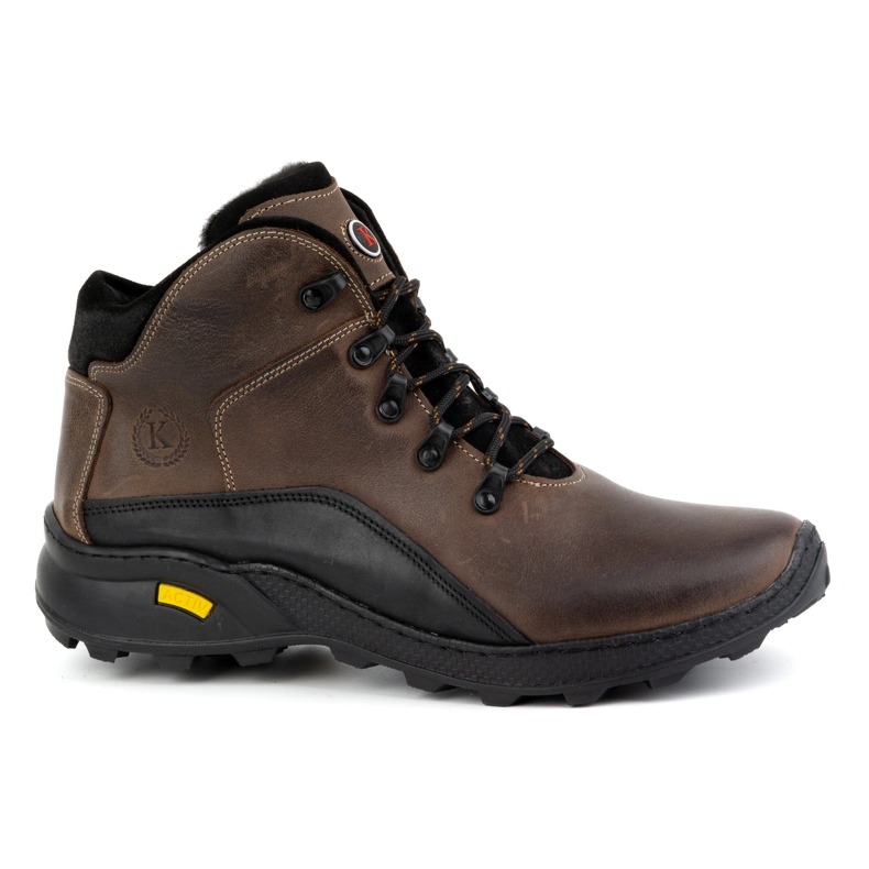 KOMODO Bottes d'hiver en cuir pour hommes 903K marron brun