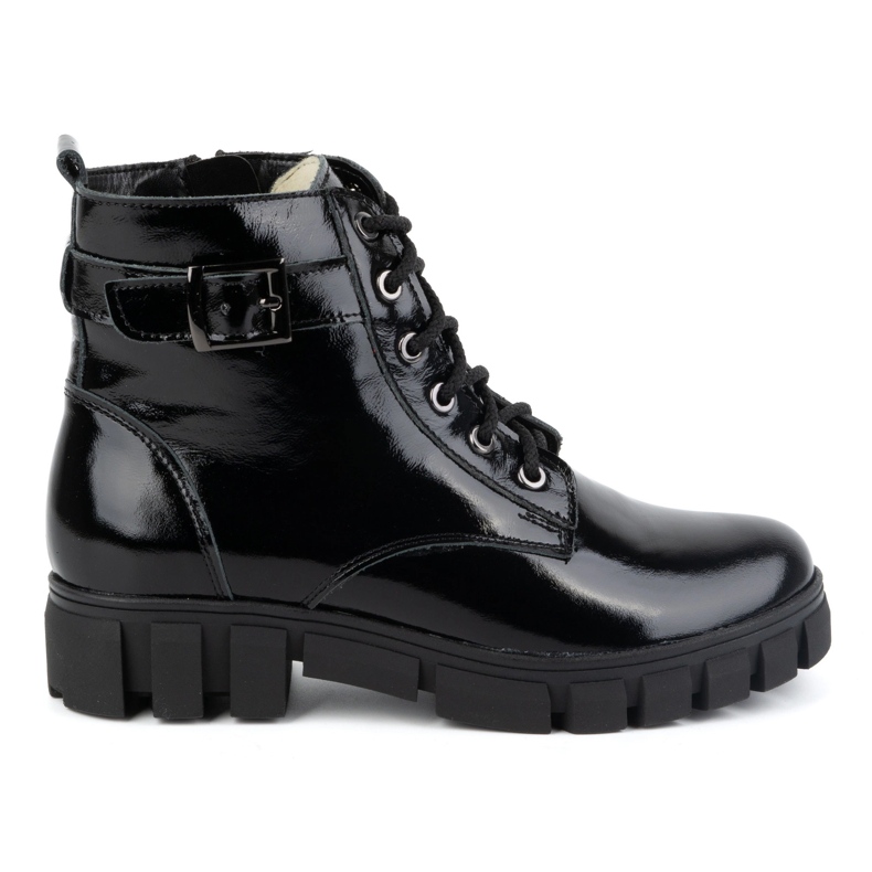 Olivier Bottines cuir femme isolées 373BB laquées noir le noir