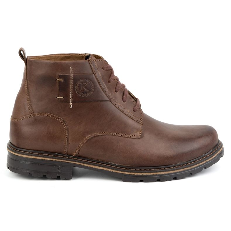 KOMODO Bottines d'hiver en cuir pour hommes 935K Marron brun