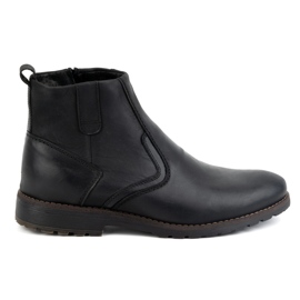 KOMODO Bottines d'hiver en cuir pour hommes 924K, noires