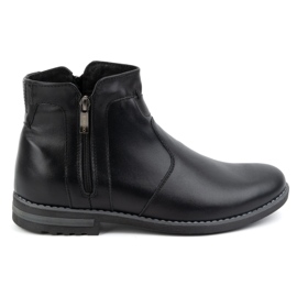 KOMODO Bottes d'hiver en cuir pour hommes, bottes Chelsea isolées 887K, noires