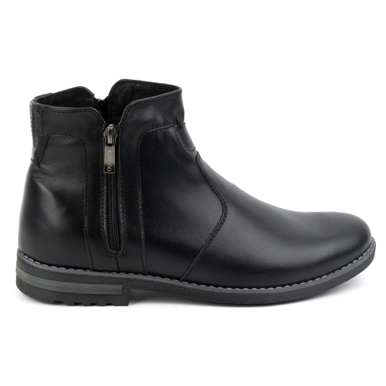 KOMODO Bottes d'hiver en cuir pour hommes, bottes Chelsea isolées 887K, noires le noir KOMODO Bottes d'hiver en cuir pour hommes, bottes Chelsea isolées 887K, noires le noir
