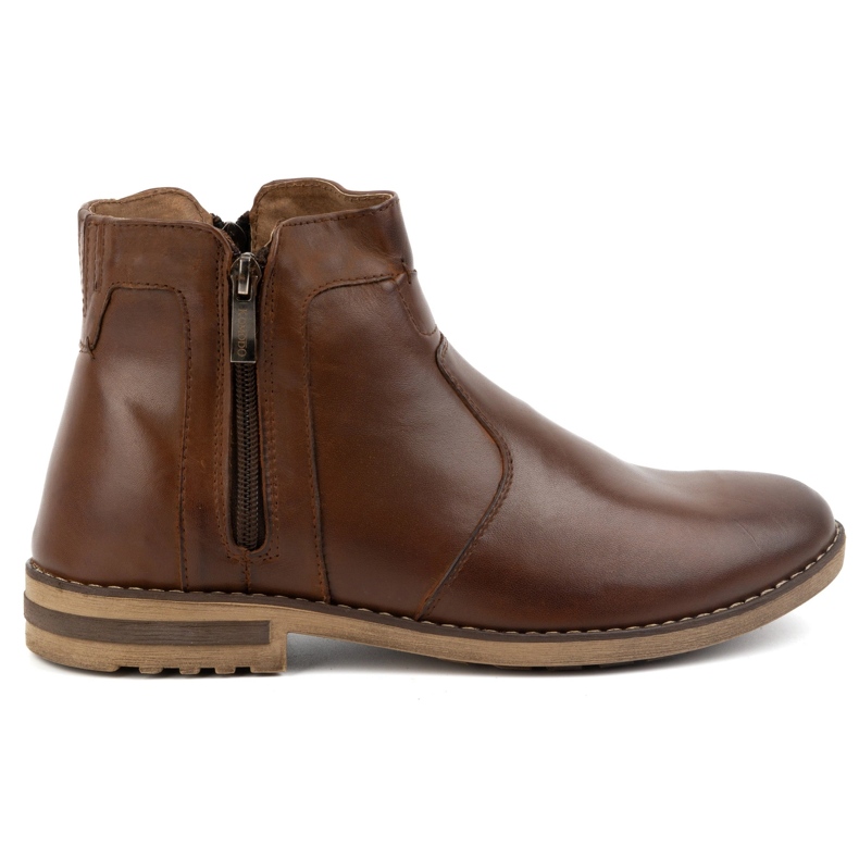 KOMODO Bottes d'hiver en cuir pour hommes, bottes Chelsea isolées 887K, marron brun
