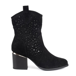 Seastar Santiags noires ajourées à talon haut le noir