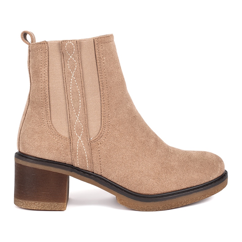 Seastar Bottines Chelsea en daim beige à talon haut