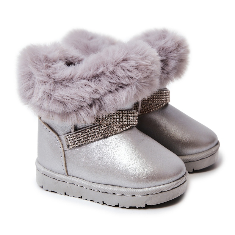 Bottes de neige Silver Hollee pour enfants avec zircons cubiques argent Bottes de neige Silver Hollee pour enfants avec zircons cubiques argent