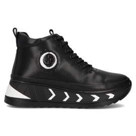 Filippo DBT4214/24 Bk Wh bottes plateforme en cuir, noir Filippo DBT4214/24 Bk Wh bottes plateforme en cuir, noir