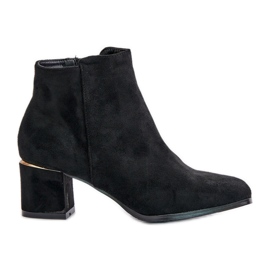 Bottines à talons hauts en daim écologique fermées par une fermeture éclair, Sairis noir le noir
