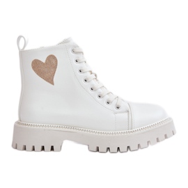 Bottines femme avec fermeture éclair et coeur décoratif, blanc Obeena