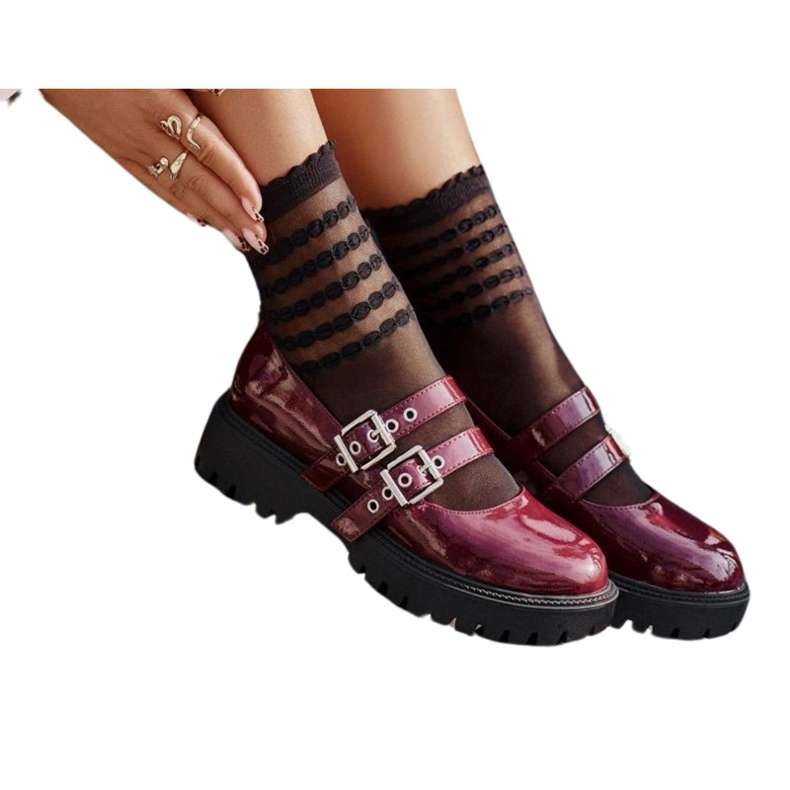 Chaussures Femme À Brides Vernies Bordeaux Terione rouge