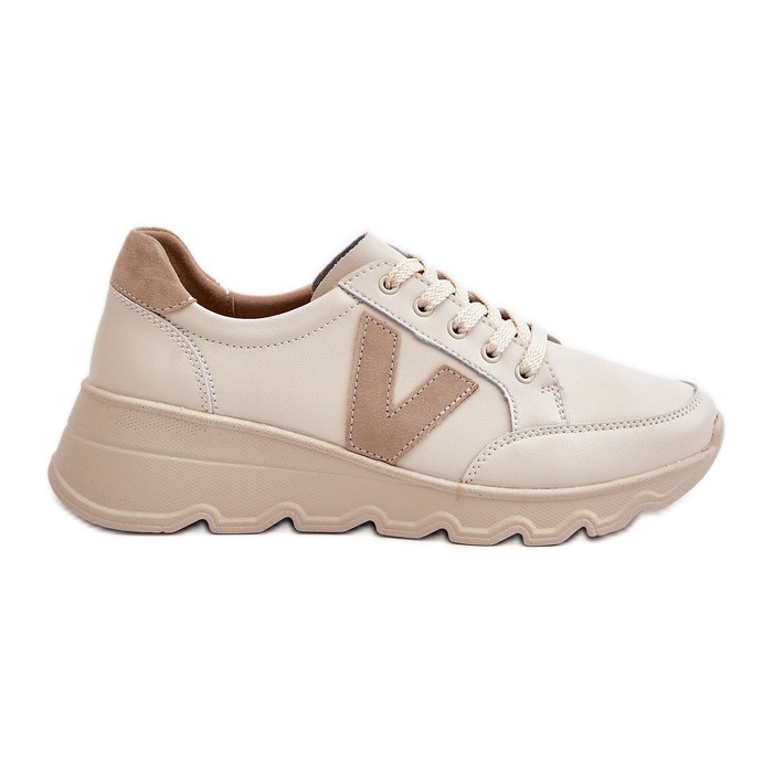 Vinceza 7918 Chaussures de sport en cuir beiges pour femmes