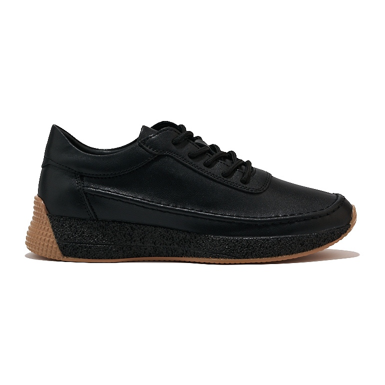 Sergio Leone Chaussures de sport femme en cuir noir le noir