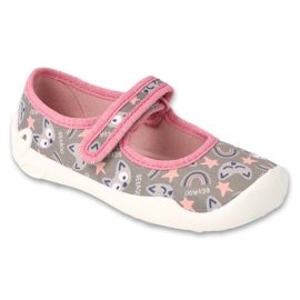 Befado chaussons enfant avec velcro, à motifs, 114Y543, gris/rose Befado chaussons enfant avec velcro, à motifs, 114Y543, gris/rose