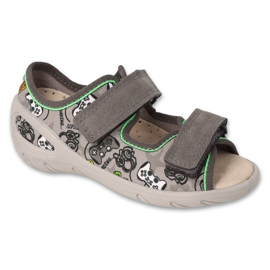 Chaussons enfants Befado avec Velcro, insert en cuir 063X021, gris