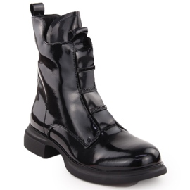 Bottines en cuir verni pour femmes, noires, Vinceza 66678 le noir Bottines en cuir verni pour femmes, noires, Vinceza 66678 le noir