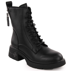 Bottes de travail en cuir pour femmes, noires, Vinceza 66683