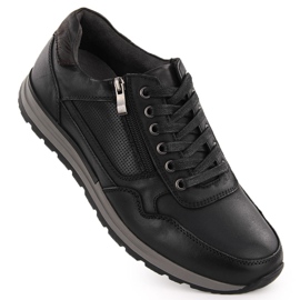 Chaussures décontractées en cuir pour hommes, noires, T.Sokolski J24-72