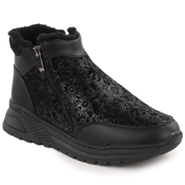 Bottines femme en cuir noir à fleurs T.Sokolski Z24-329