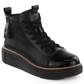 Bottines noires isolées en cuir pour femme T.Sokolski Z24-218