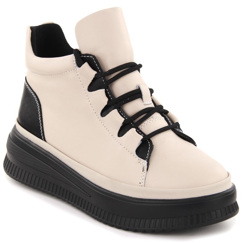 Bottes en cuir isolées pour femmes, beige, Artiker 55C1051