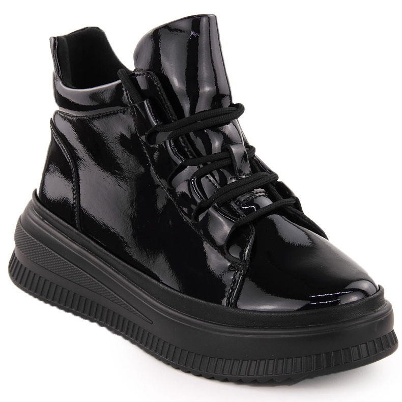 Bottines noires isolées en cuir verni pour femme Artiker 55C1049 le noir Bottines noires isolées en cuir verni pour femme Artiker 55C1049 le noir