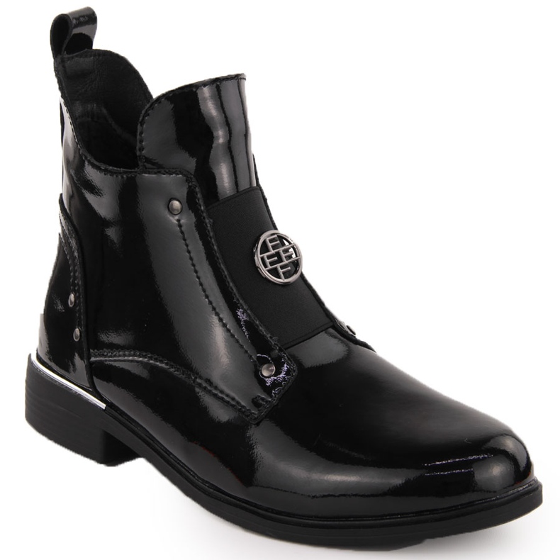 Bottines femme en cuir verni noir Filippo DBT4750 le noir