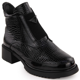 Bottines en cuir verni pour femme, noir, Filippo DBT6663
