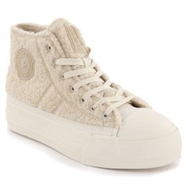 Baskets isolées en peau de mouton beige Big Star OO274A444