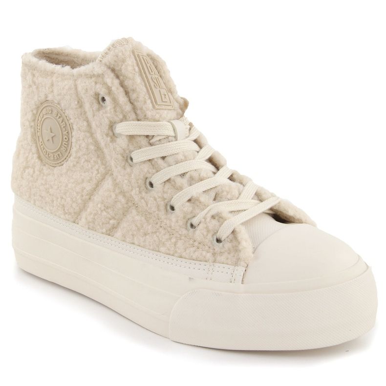 Baskets isolées en peau de mouton beige Big Star OO274A444