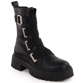 Bottes de travail en cuir pour femme, noires Big Star OO274A256