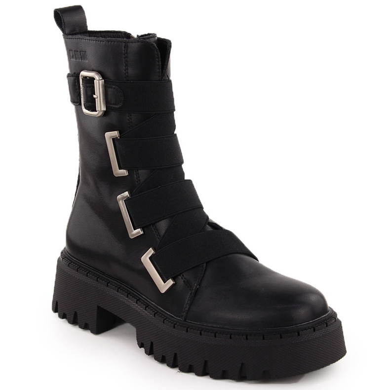 Bottes de travail en cuir pour femme, noires Big Star OO274A256 le noir