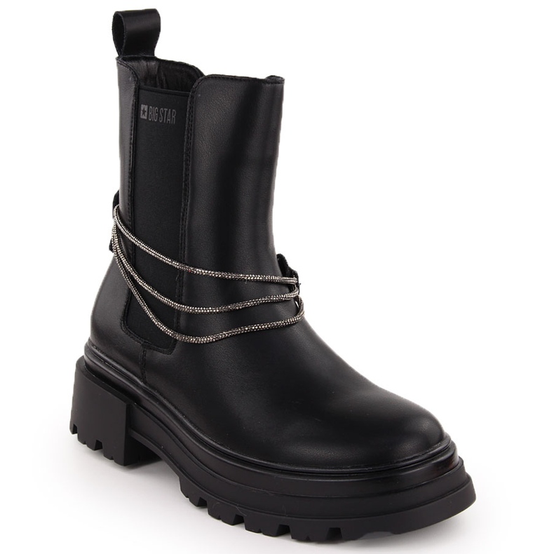 Bottines Chelsea en cuir pour femmes noires Big Star le noir