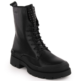 Bottes de travail en cuir avec rivets pour femme, noires Big Star OO274A269 le noir