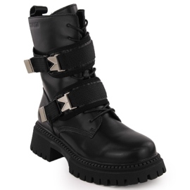 Baggies femme en cuir avec boucles, noir Big Star OO274A274 le noir