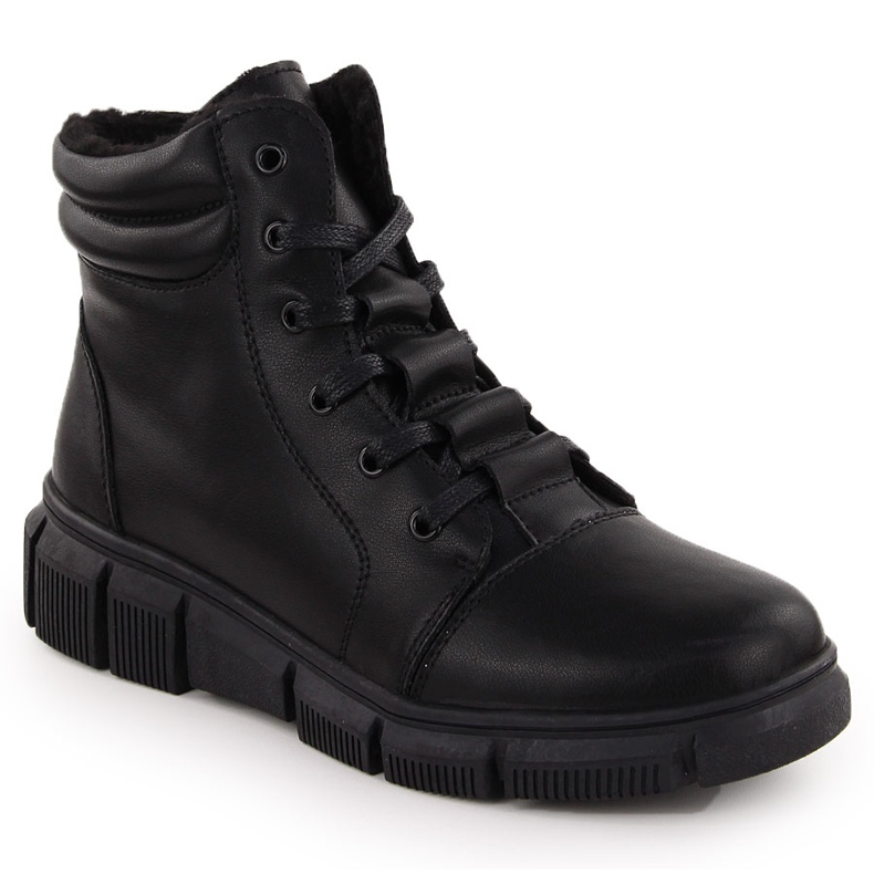 Bottes en cuir à plateforme pour femmes, noires, T.Sokolski Z24-335 le noir