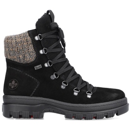 Bottines en cuir à pointes pour femme, noires Rieker X8200-00 le noir