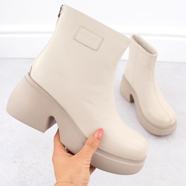 Bottines en cuir à plateforme pour femme, beige Goe OO2N4155