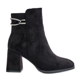 Bottines isolées pour femmes à talon haut, Eco Daim, noir Saivia