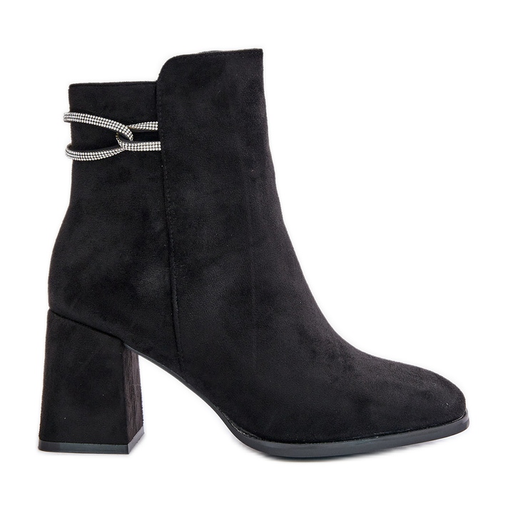 Bottines isolées pour femmes à talon haut, Eco Daim, noir Saivia le noir