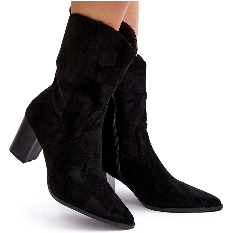 Diamantique Bottes de cowboy pour femmes sur le poste éco-eco-noir le noir