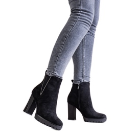 Bottines à talons hauts noires Hayet avec zircons cubiques le noir