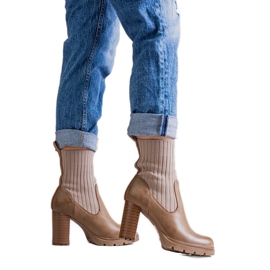 Bottines beige foncé en cuir écologique Asera